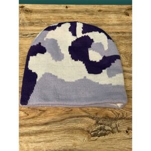 Beanie Toque Winter Hat Knit Camouflage‎ Purple White NICE CAPS 4-14 YO Kids
